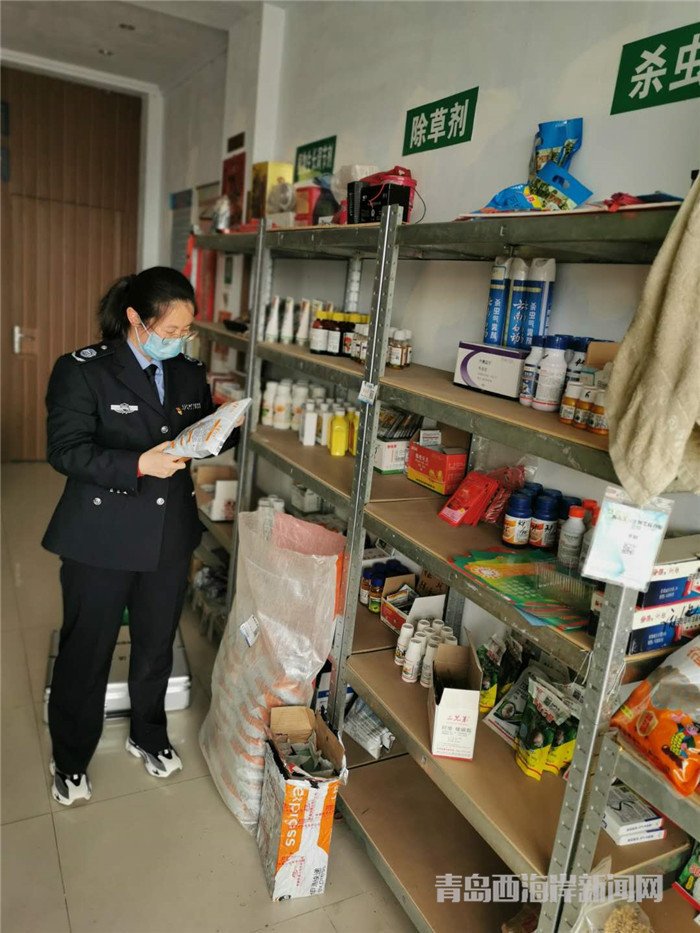圖為西海岸新區(qū)農(nóng)業(yè)綜合行政執(zhí)法大隊執(zhí)法隊員在查看玉米種子包裝。.jpg